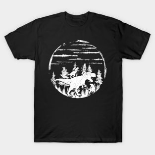 Funny Dinosaur Lovers Birthday Shirt Retro Dino T Rex Dinosaur In Forest Camping T Shirt T-Shirt